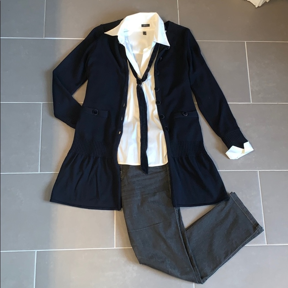 navy cardigan sweater